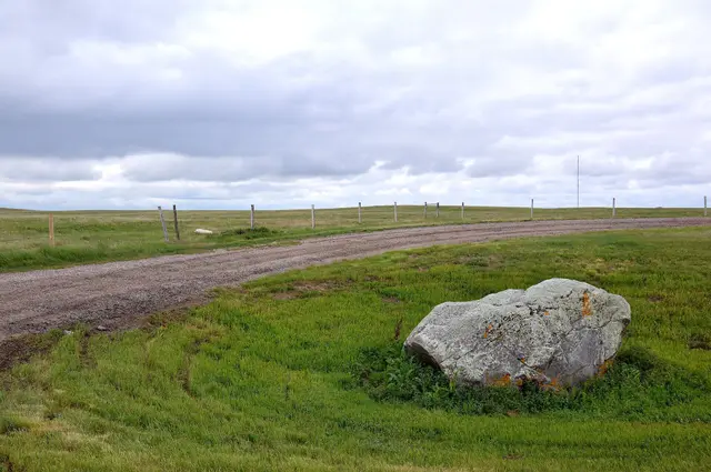 Buffalo Rubbing Stone on the prairie